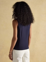 Joules Kate Navy Sleeveless Frill Neck Top - Image 2 of 7