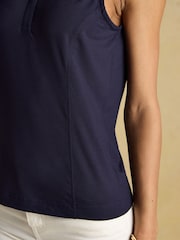 Joules Kate Navy Sleeveless Frill Neck Top - Image 5 of 7