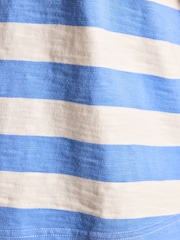 Joules Leighton Blue Stripe Short Sleeve Cotton Slub Rugby Top - Image 11 of 12