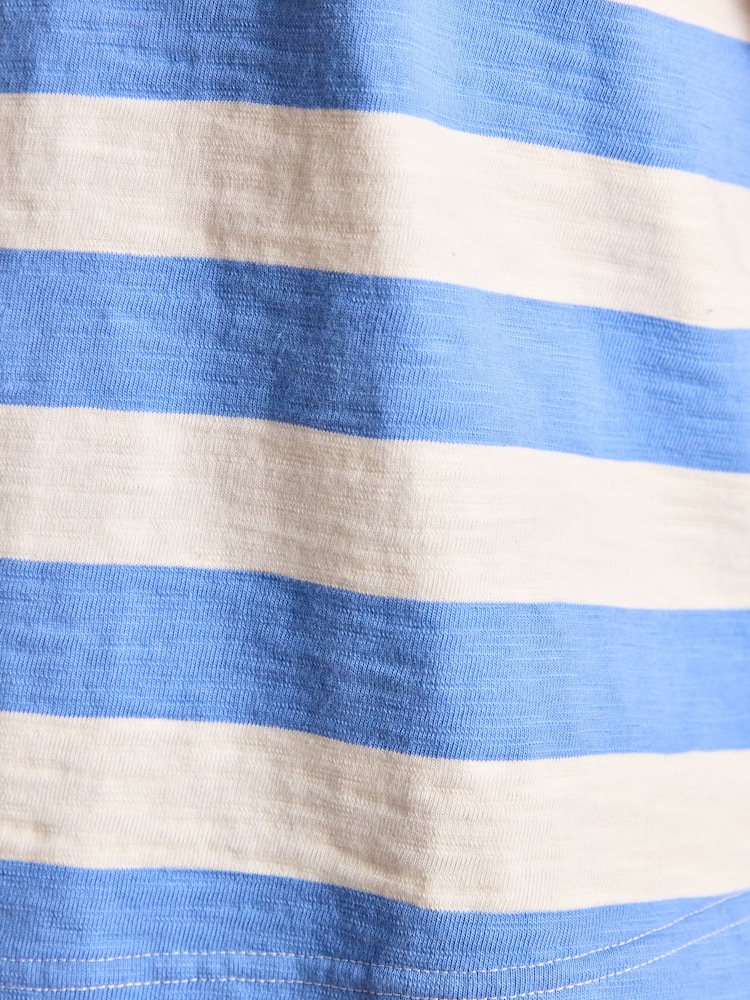 Joules Leighton Blue Stripe Short Sleeve Cotton Slub Rugby Top - Image 11 of 12