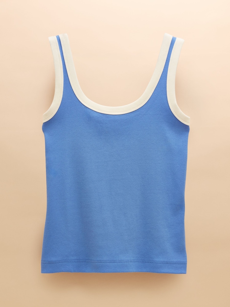 Joules Sofia Blue Ribbed Vest - Image 7 of 7