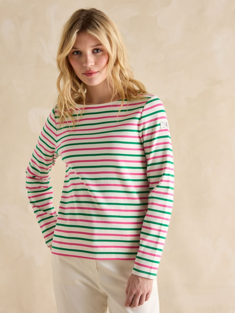 Rayas rosas y verdes - Joules Harbour Boat Neck Breton Top - Imagen 1 de 7