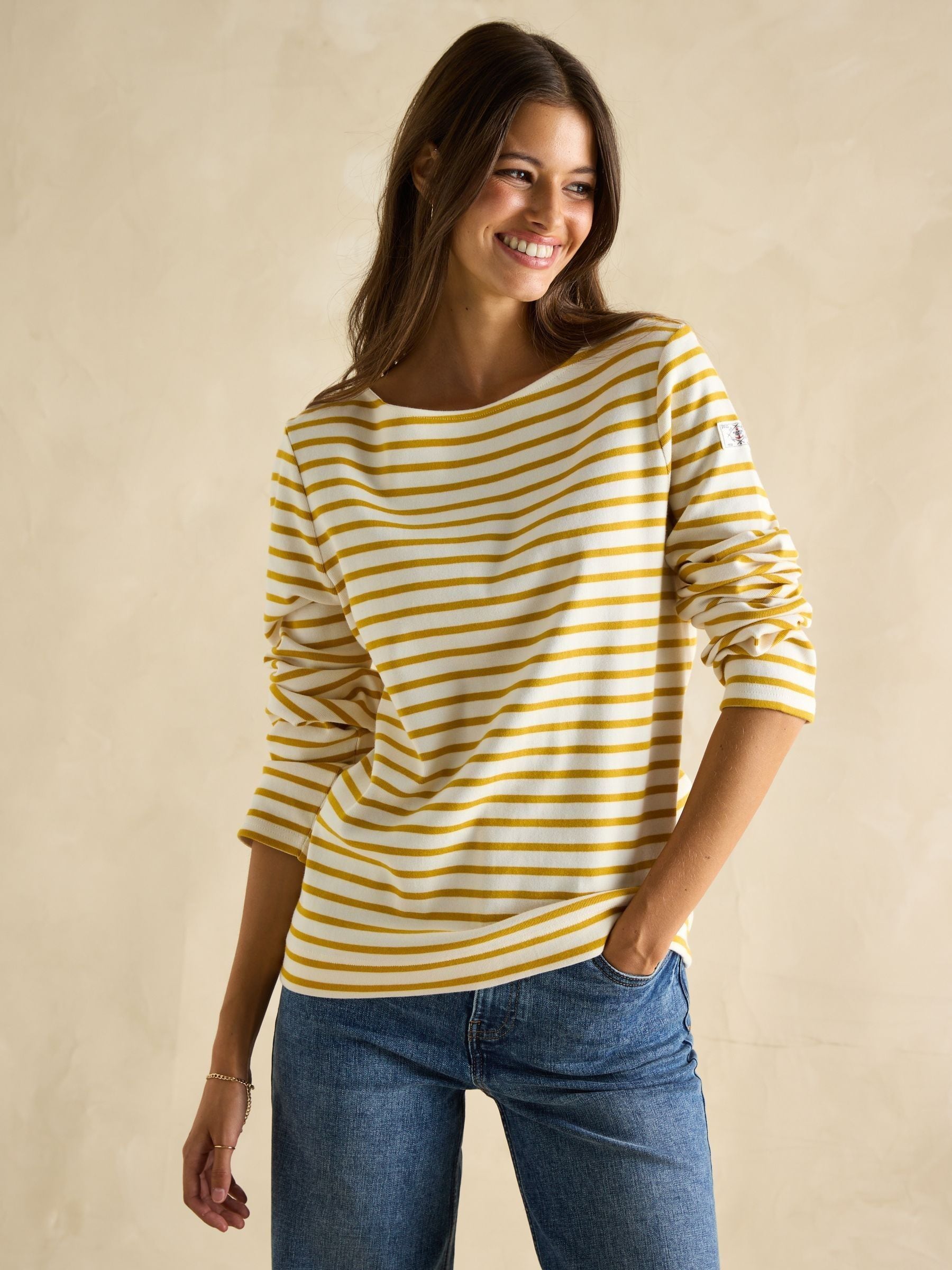 Buy Harbour Mustard Yellow Boat Neck Breton Top from Next United Arab Emirates