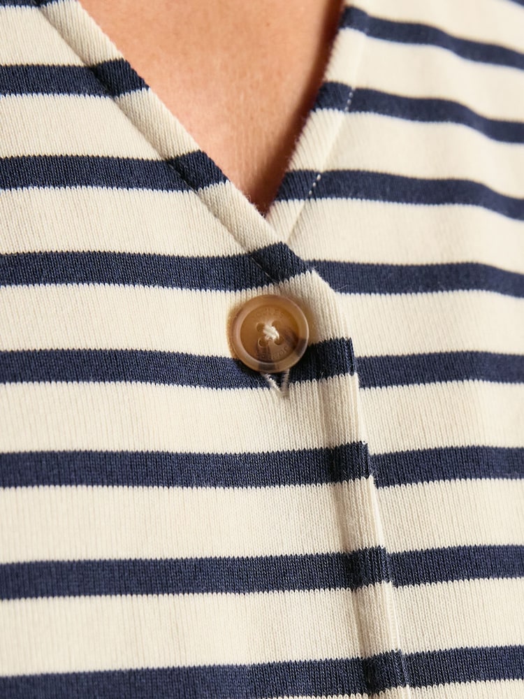 Joules Premium Ribbed Cream & Navy Jersey Cotton Waistcoat - Image 5 of 8