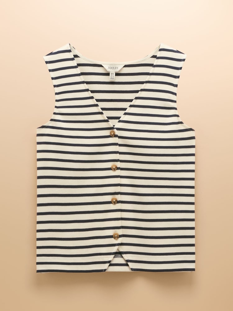 Kremno bela in temno modra - Joules Premium Ribbed Jersey Cotton Waistcoat - Slika 8 iz 8 Kremno bela in temno modra - Joules Premium Ribbed Jersey Cotton Waistcoat - Slika 8 iz 8