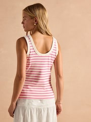 Joules Sofia Pink Stripe Ribbed Vest - Image 2 of 8