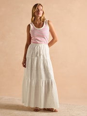 Joules Sofia Pink Stripe Ribbed Vest - Image 5 of 8