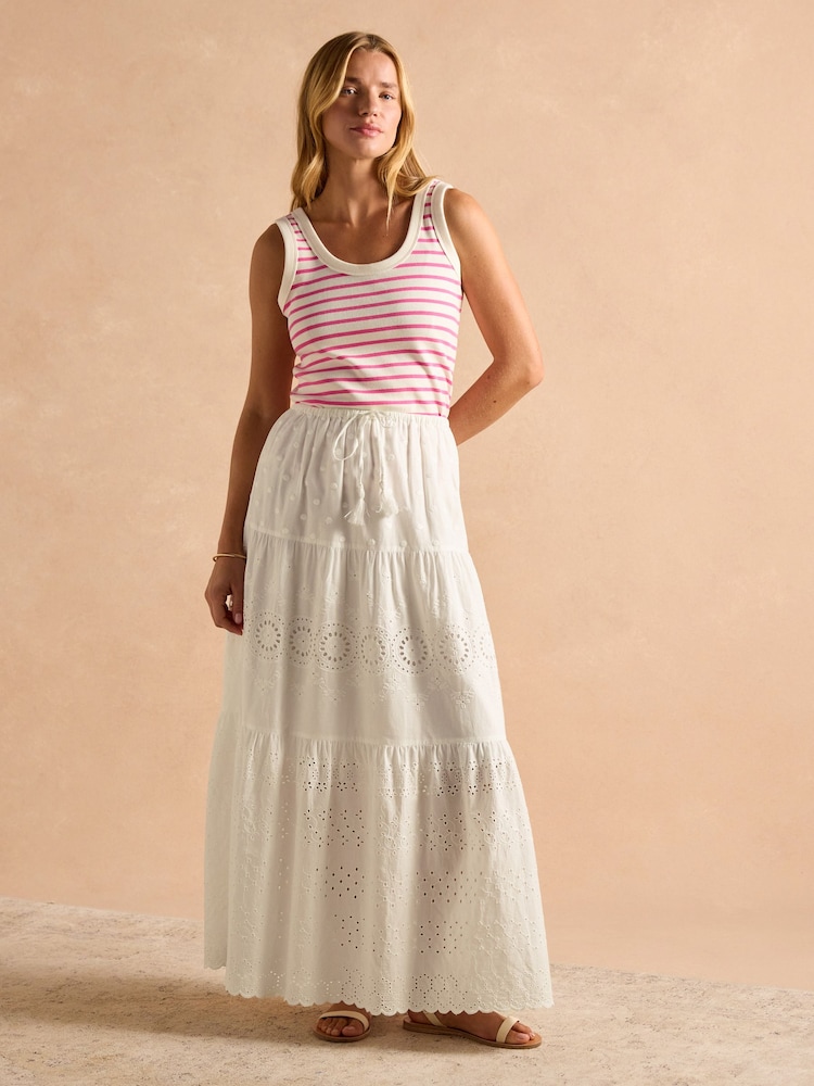 Joules Sofia Pink Stripe Ribbed Vest - Image 5 of 8