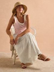 Joules Sofia Pink Stripe Ribbed Vest - Image 7 of 8