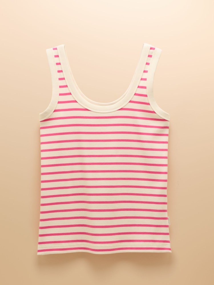 Joules Sofia Pink Stripe Ribbed Vest - Image 8 of 8