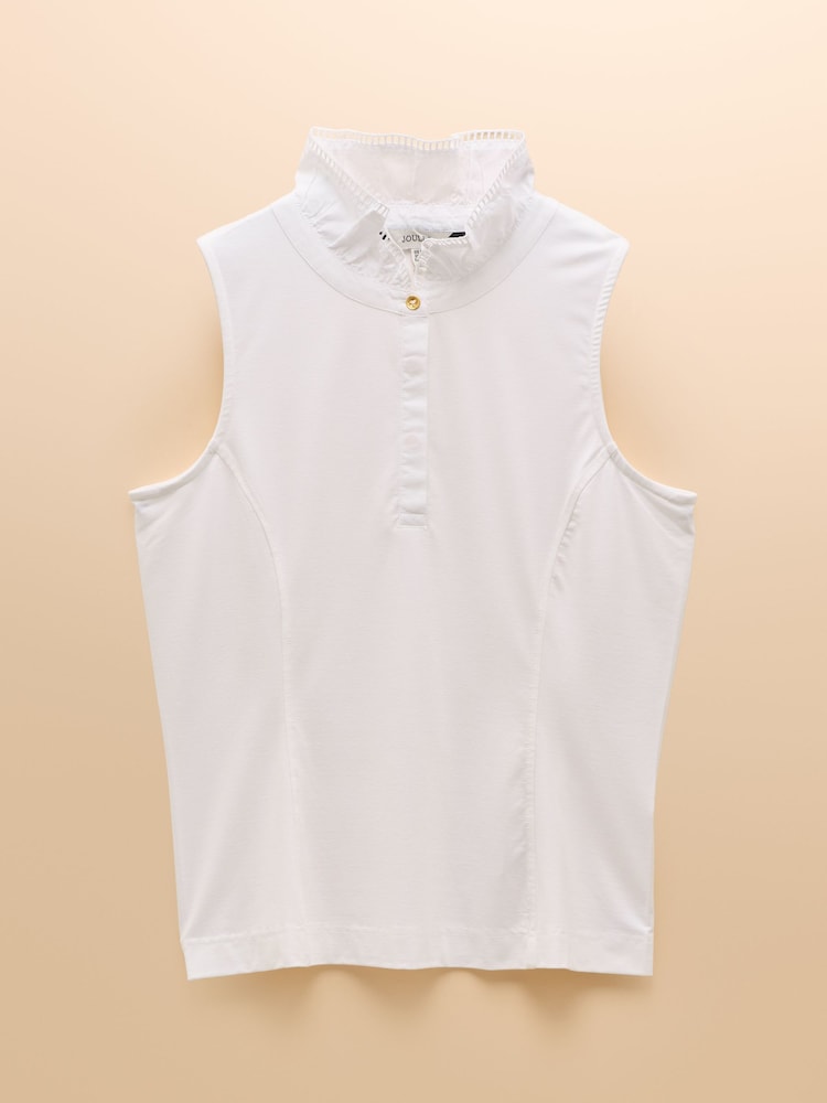Joules Kate White Sleeveless Frill Neck Top - Image 9 of 9