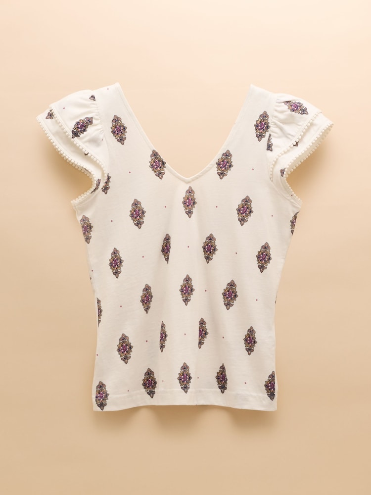 Floral Foulard - Joules Emma V-Neck Frill Jersey Vest - Bild 8 von 8 Floral Foulard - Joules Emma V-Neck Frill Jersey Vest - Bild 8 von 8