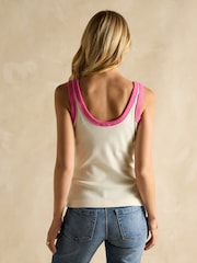 Joules Sofia Cream Ribbed Vest - Image 2 of 7