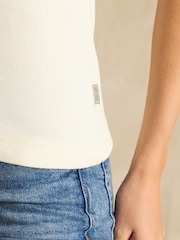 Joules Sofia Cream Ribbed Vest - Image 5 of 7