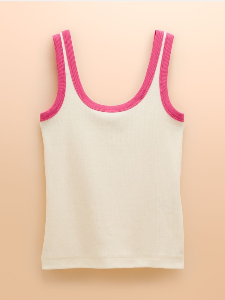 Joules Sofia Cream Ribbed Vest - Image 7 of 7