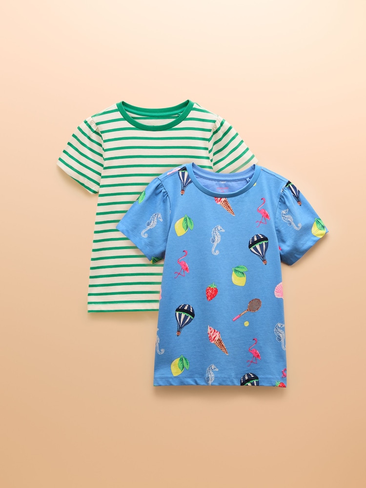Joules Let's Go Green/Blue Short Sleeve T-Shirt Multipack - Image 1 of 7 Joules Let's Go Green/Blue Short Sleeve T-Shirt Multipack - Image 1 of 7