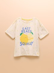 Joules Fundays Cream Printed T-Shirt - Image 1 of 4