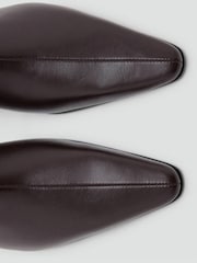 Mango Brown PU Pointed Toe Block Heel Ankle Boots - Image 3 of 4