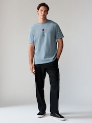 Blue Tiger Relaxed Fit 100% Cotton Japanese Back Print Graphic T-Shirt - Image 2 of 9