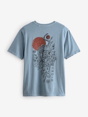 Blue Tiger Relaxed Fit 100% Cotton Japanese Back Print Graphic T-Shirt - Image 7 of 9