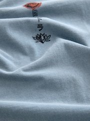 Blue Tiger Relaxed Fit 100% Cotton Japanese Back Print Graphic T-Shirt - Image 8 of 9