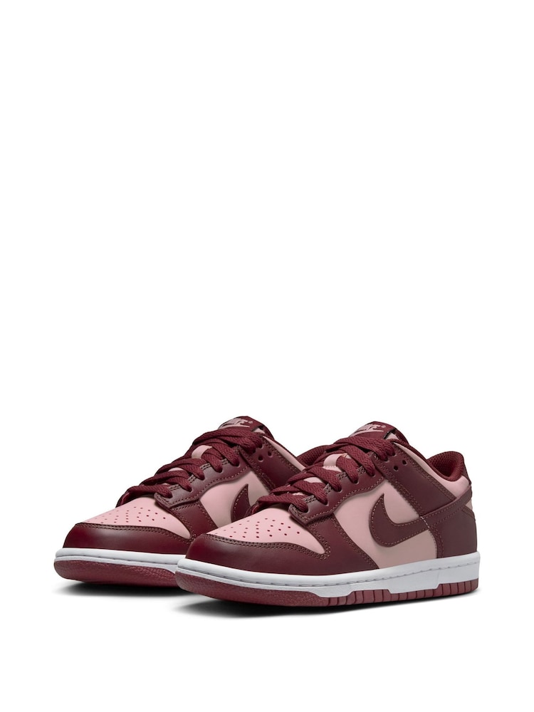 Nike Red and Echo Pink Youth Dunk Low Trainers - Image 6 of 12