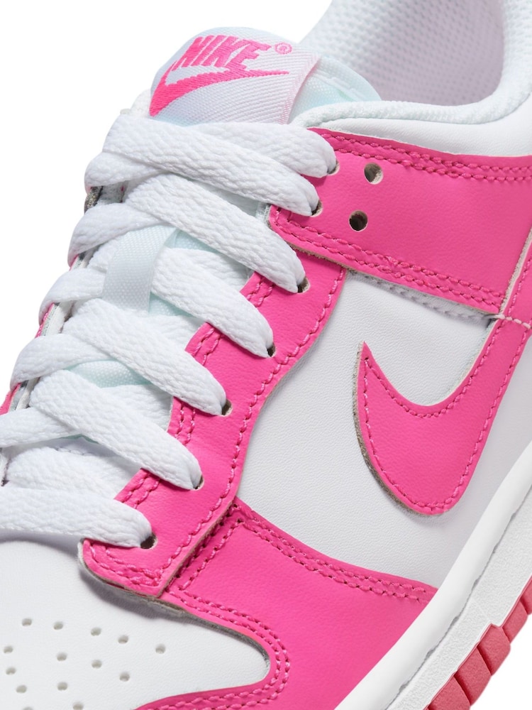White/Fuschia Pink - Nike Dunk Low jeugdsneakers - Image 11 of 13