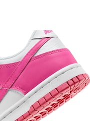 Nike White/Fuschia Pink Youth Dunk Low Trainers - Image 12 of 13