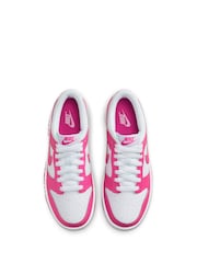 Nike White/Fuschia Pink Youth Dunk Low Trainers - Image 13 of 13