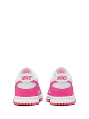 Nike White/Fuschia Pink Youth Dunk Low Trainers - Image 5 of 13