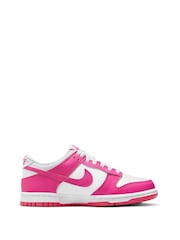 Nike White/Fuschia Pink Youth Dunk Low Trainers - Image 6 of 13
