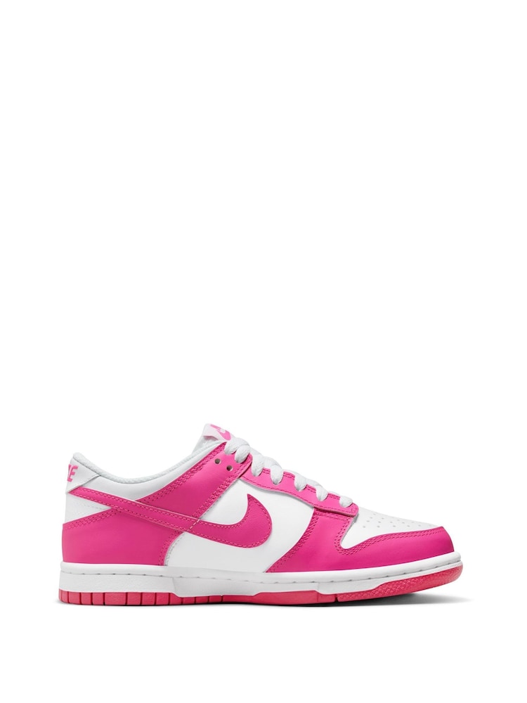 White/Fuschia Pink - Nike Dunk Low jeugdsneakers - Image 6 of 13
