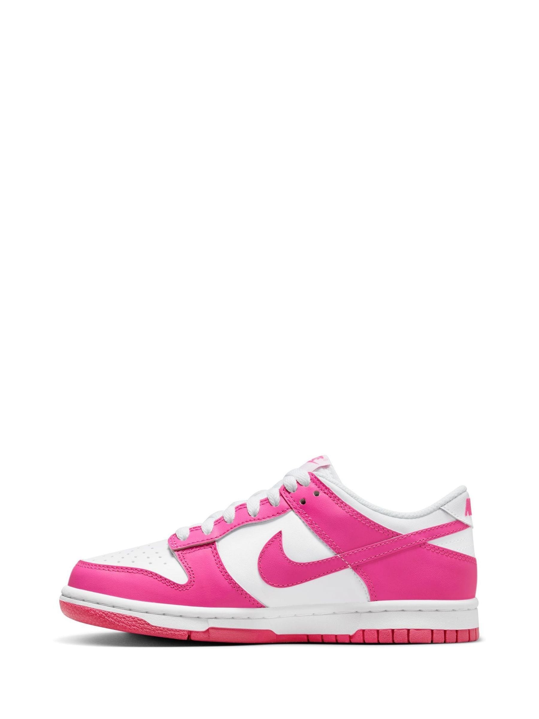 neon pink and white nikes