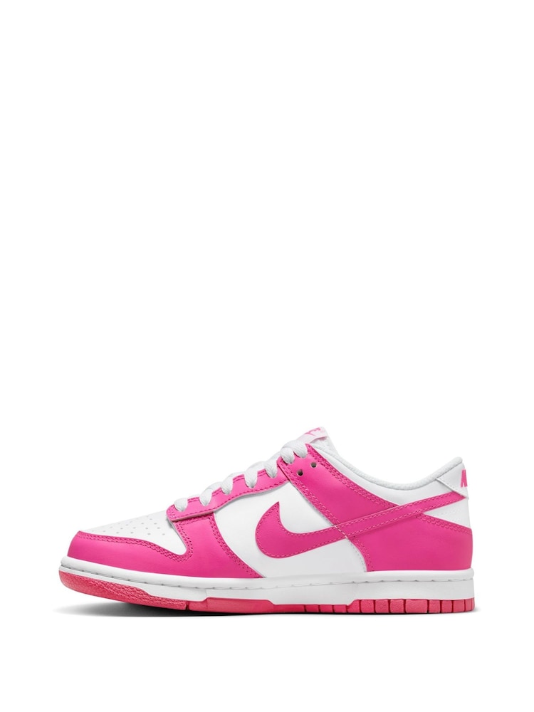 White/Fuschia Pink - Nike Dunk Low jeugdsneakers - Image 7 of 13