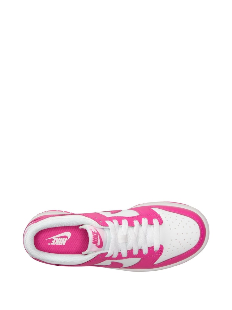 White/Fuschia Pink - Nike Dunk Low jeugdsneakers - Image 8 of 13