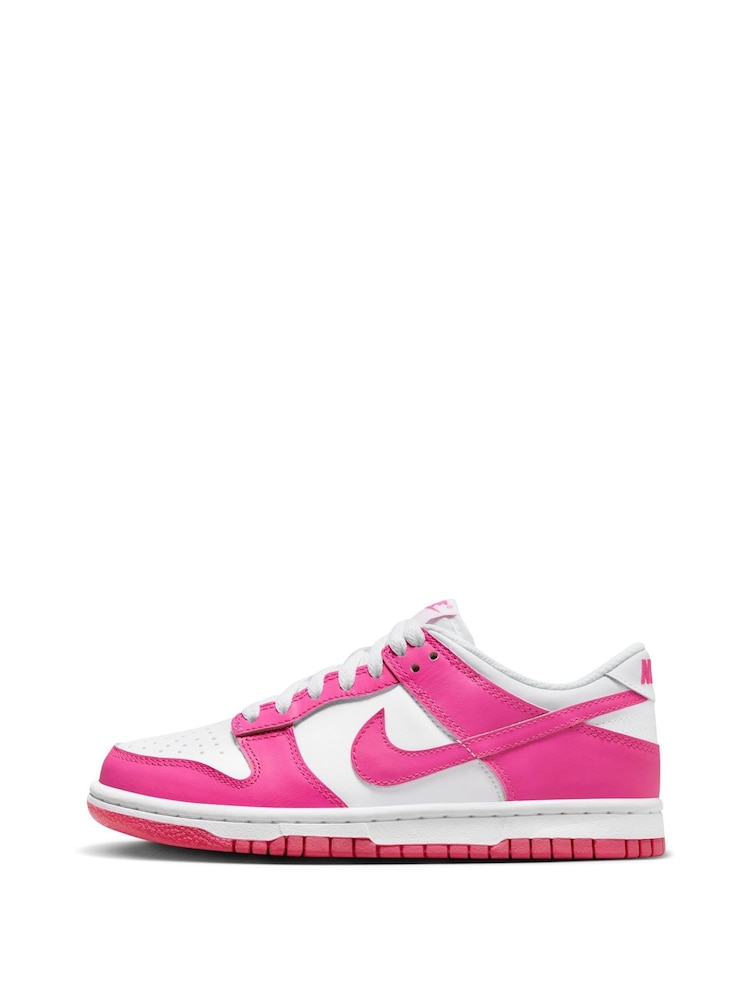 White/Fuschia Pink - Nike Dunk Low jeugdsneakers - Image 9 of 13