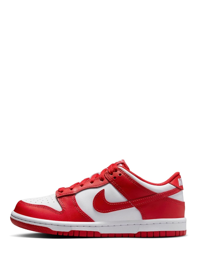 Nike University Red/White Youth Dunk Low Trainers - Image 3 of 10