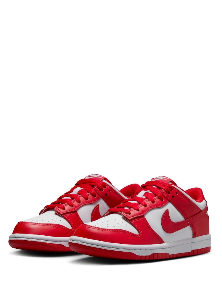 Nike University Red/White Youth Dunk Low Trainers - Image 4 of 10