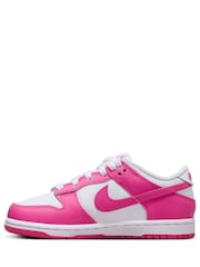 Nike White Fuschia Pink Junior Dunk Low Shoes - Image 2 of 10