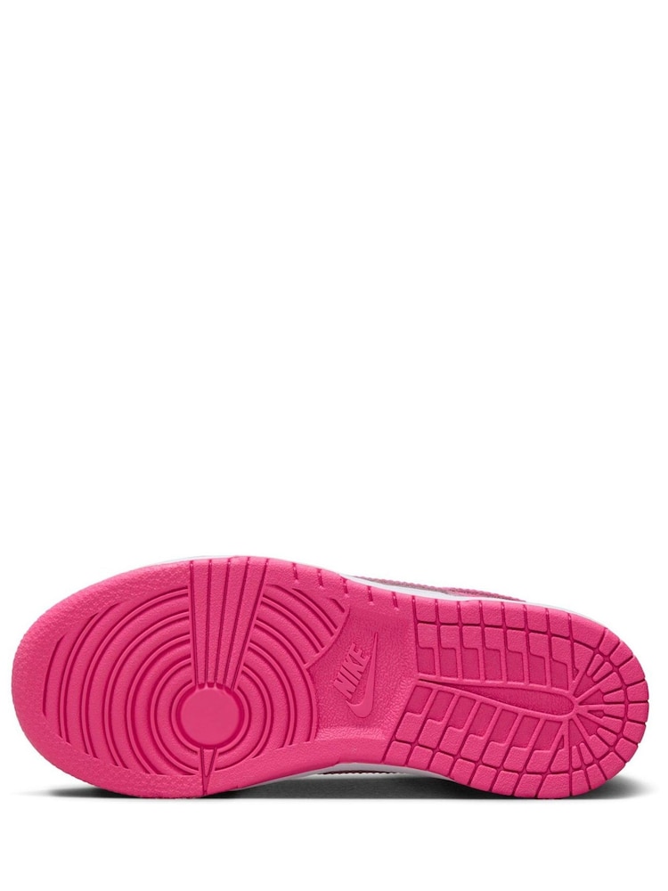 Nike White Fuschia Pink Junior Dunk Low Shoes - Image 8 of 10