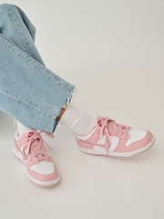 Nike White/Pale Pink Youth Dunk Low Trainers - Image 1 of 10