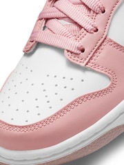 Nike White/Pale Pink Youth Dunk Low Trainers - Image 10 of 10