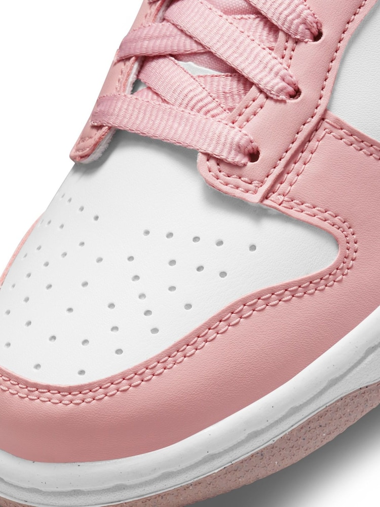 Nike White/Pale Pink Youth Dunk Low Trainers - Image 10 of 10
