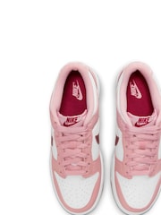 Nike White/Pale Pink Youth Dunk Low Trainers - Image 5 of 10