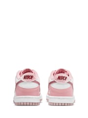 Nike White/Pale Pink Youth Dunk Low Trainers - Image 6 of 10
