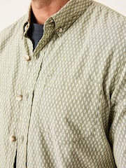 FatFace Khaki Green Geo Print Long Sleeve Shirt - Image 4 of 5