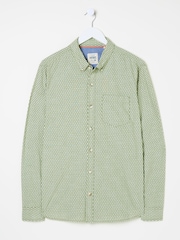 FatFace Khaki Green Geo Print Long Sleeve Shirt - Image 5 of 5