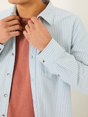 FatFace Mill Pale Blue Long Sleeve Stripe Shirt - Image 3 of 5