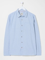 FatFace Mill Pale Blue Long Sleeve Stripe Shirt - Image 5 of 5