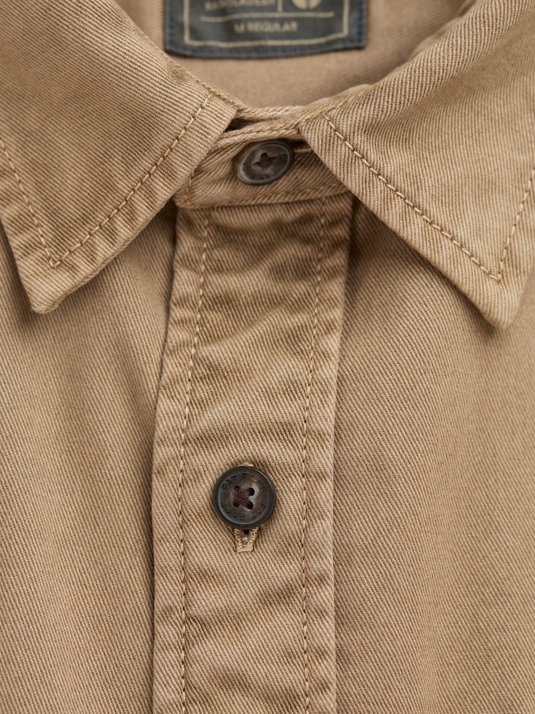 FatFace Filey Brown Long Sleeve Plain Shirt - Image 7 of 7